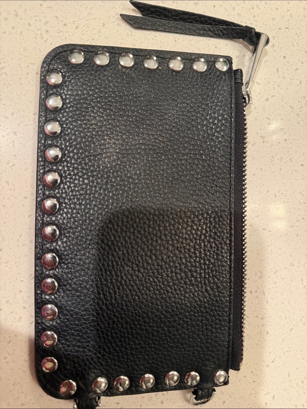 Bandolier Black Leather Studded Zip Pouch - Picture 3 of 7